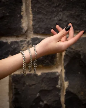 Trapped Barb Wire Bracelet Set - Silver