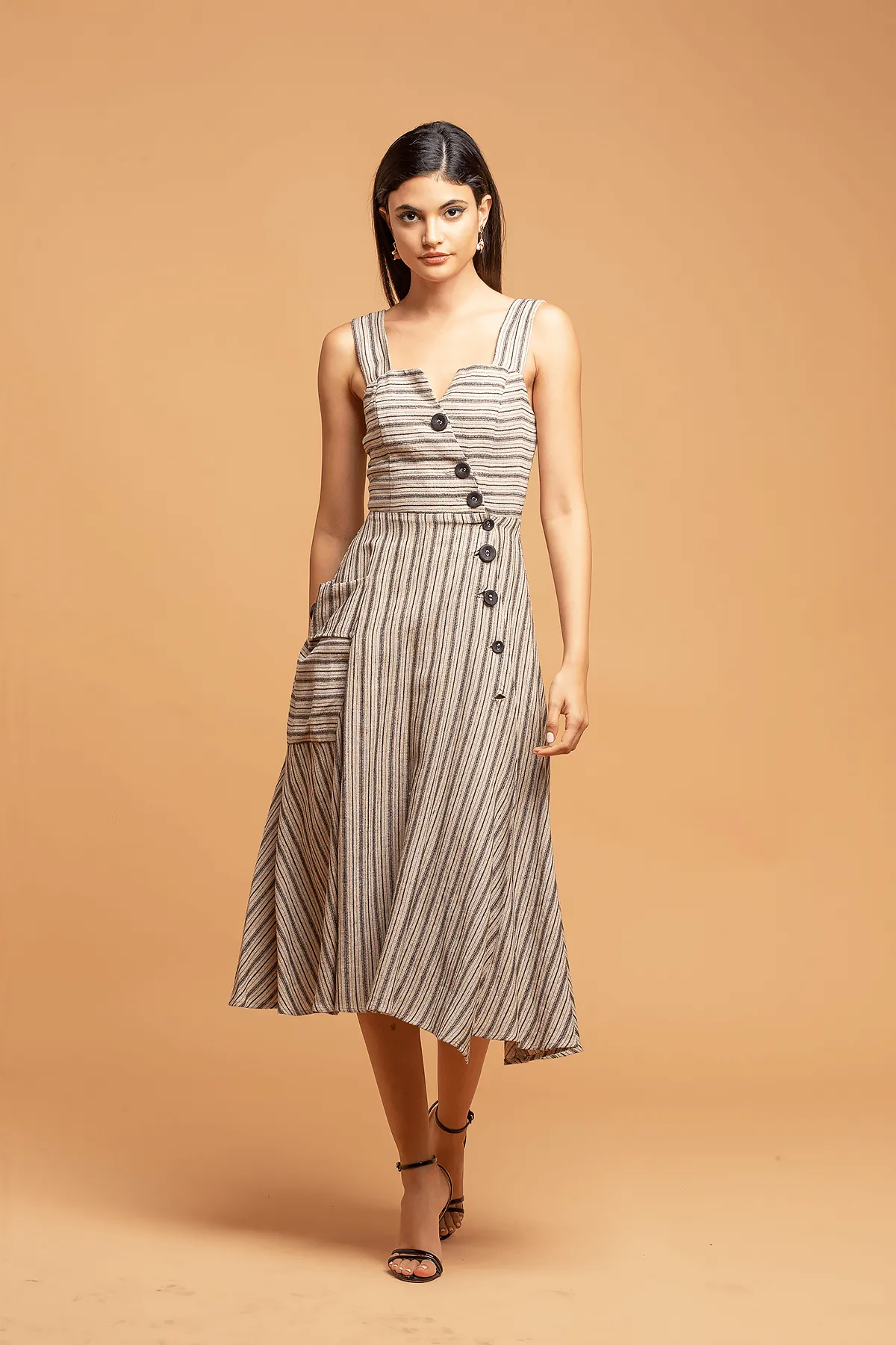 Striped Utility Midi Dress Sun-Protective