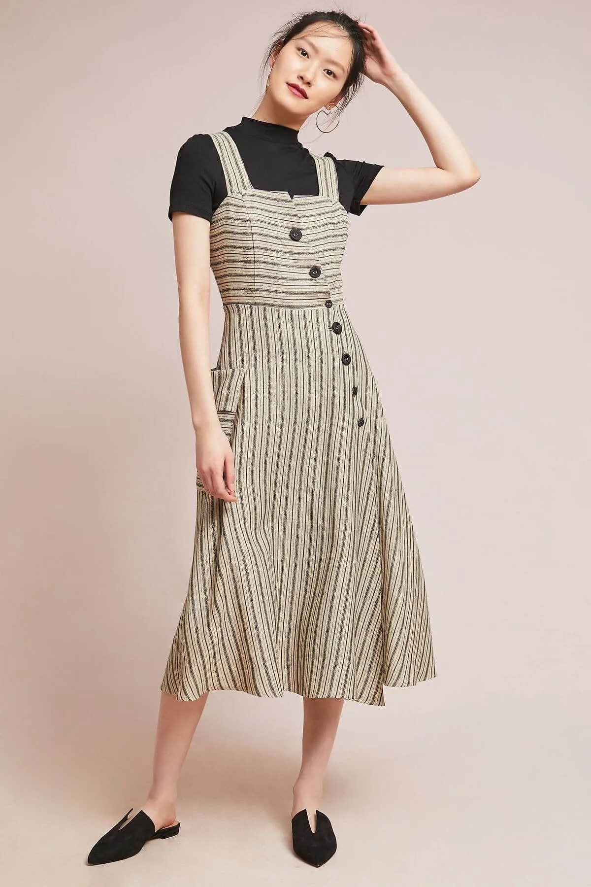 Smart Fabric Lightweight and Breezy Striped Utility Midi Dress