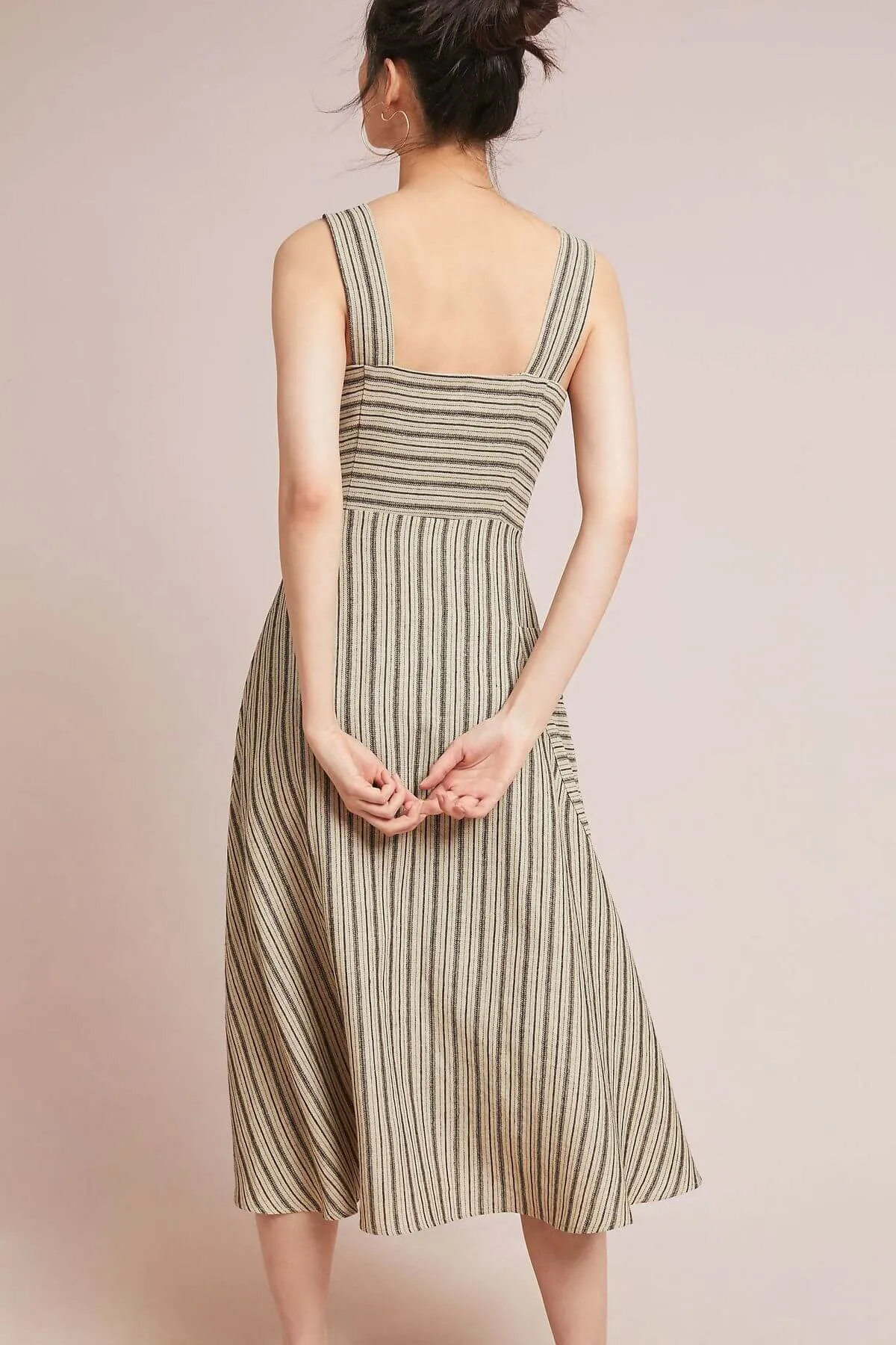 Outdoor Scene Striped Utility Midi Dress