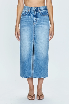 Travel Flex Pistola Alice Midi Denim Skirt - Portrait Vintage Music Event Smooth Casual All Time Fit Pistola Alice Midi Denim Skirt - Portrait Vintage