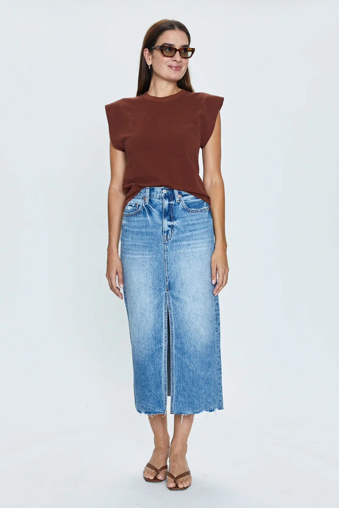 Pistola Alice Midi Denim Skirt - Portrait Vintage Timeless Match Chic Silhouette