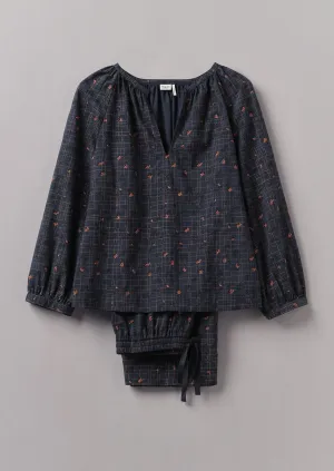 Trellis Floral Block Print Pajamas | Blueberry