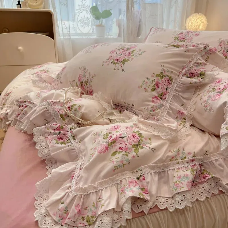 Trend4us Floral Lace Ruffle Bedding Set