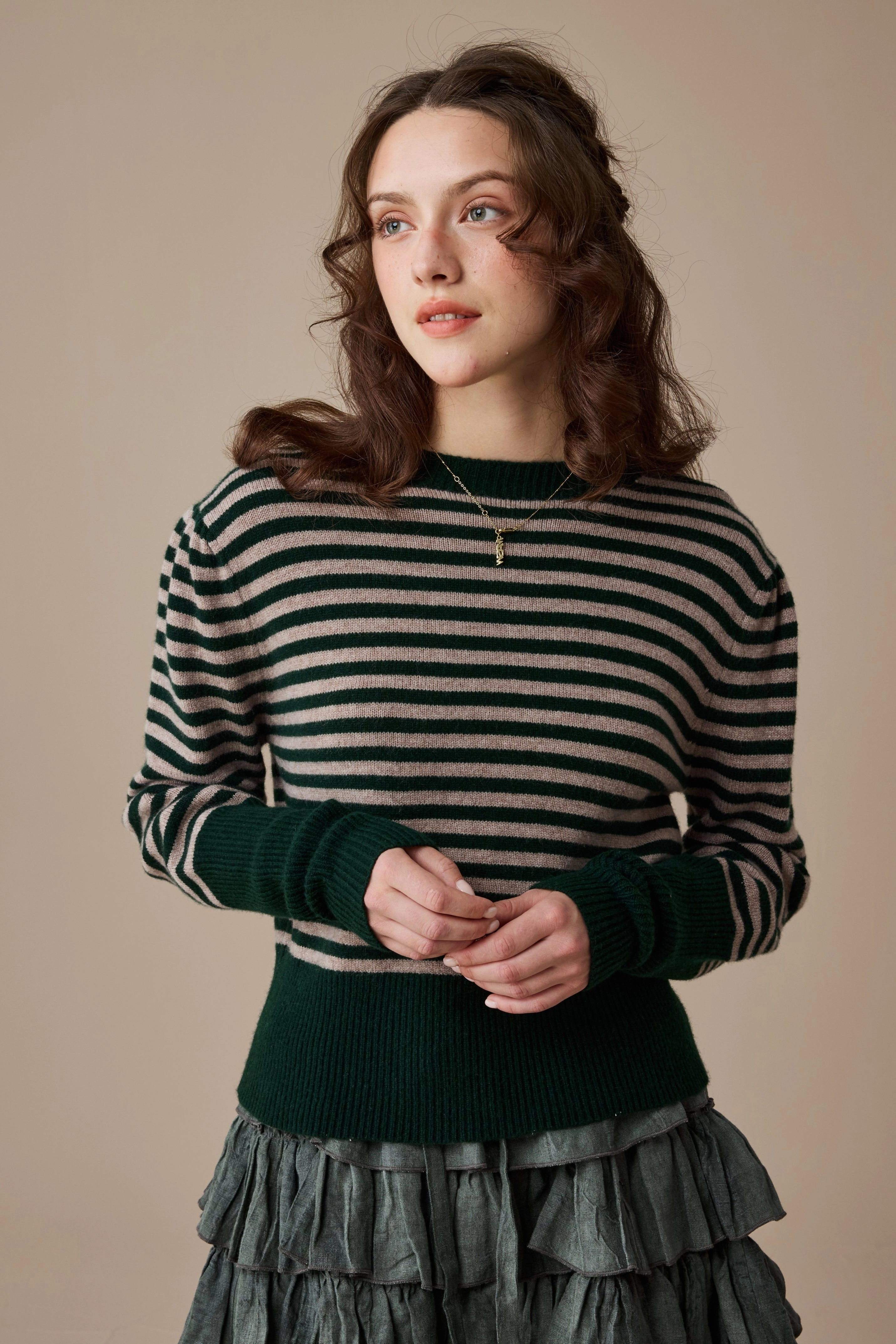 Oxford 13|100% wool classic striped pullover jumper Lightweight warm-weather dress Dreamy Simplicity