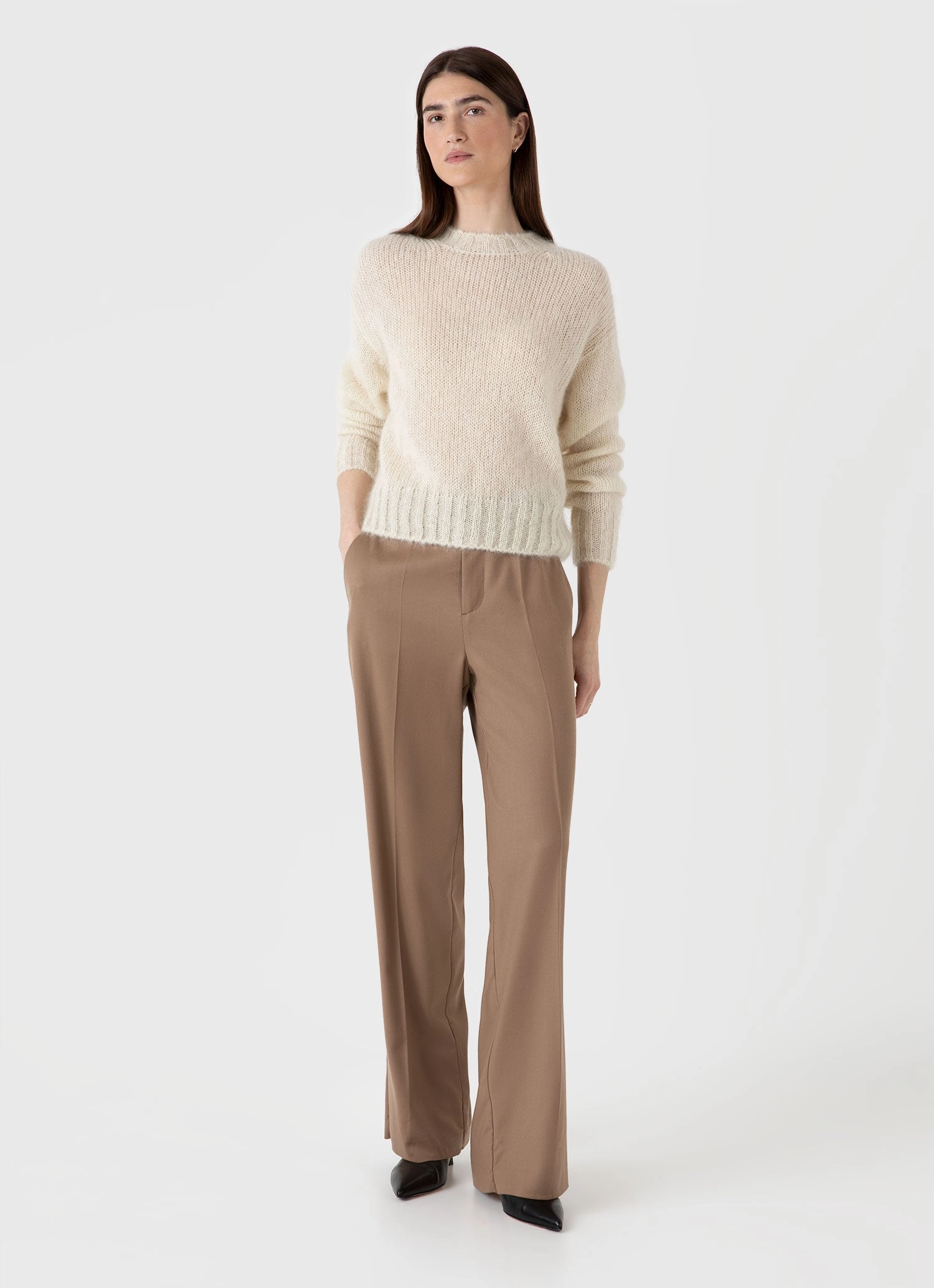 Women's Mohair Silk Jumper in Ecru All Day Comfort