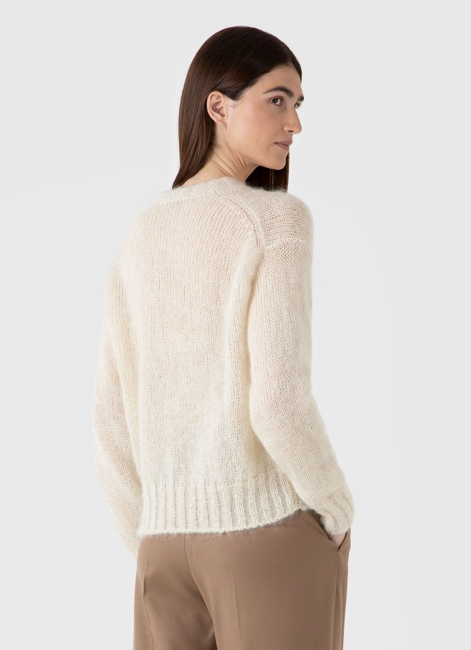 Winter Travel Women's Mohair Silk Jumper in Ecru