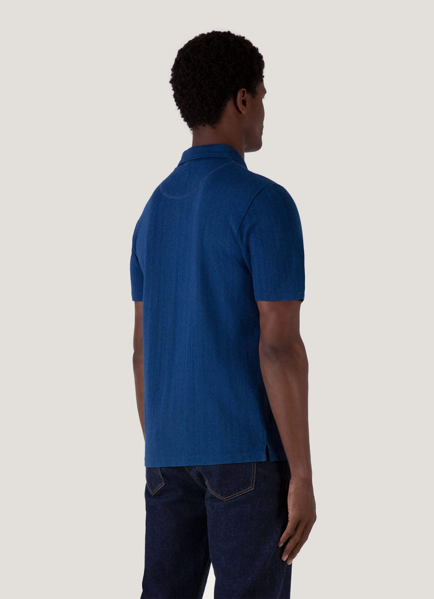 Relaxed Neckline Men's Riviera Polo Shirt in Real Indigo