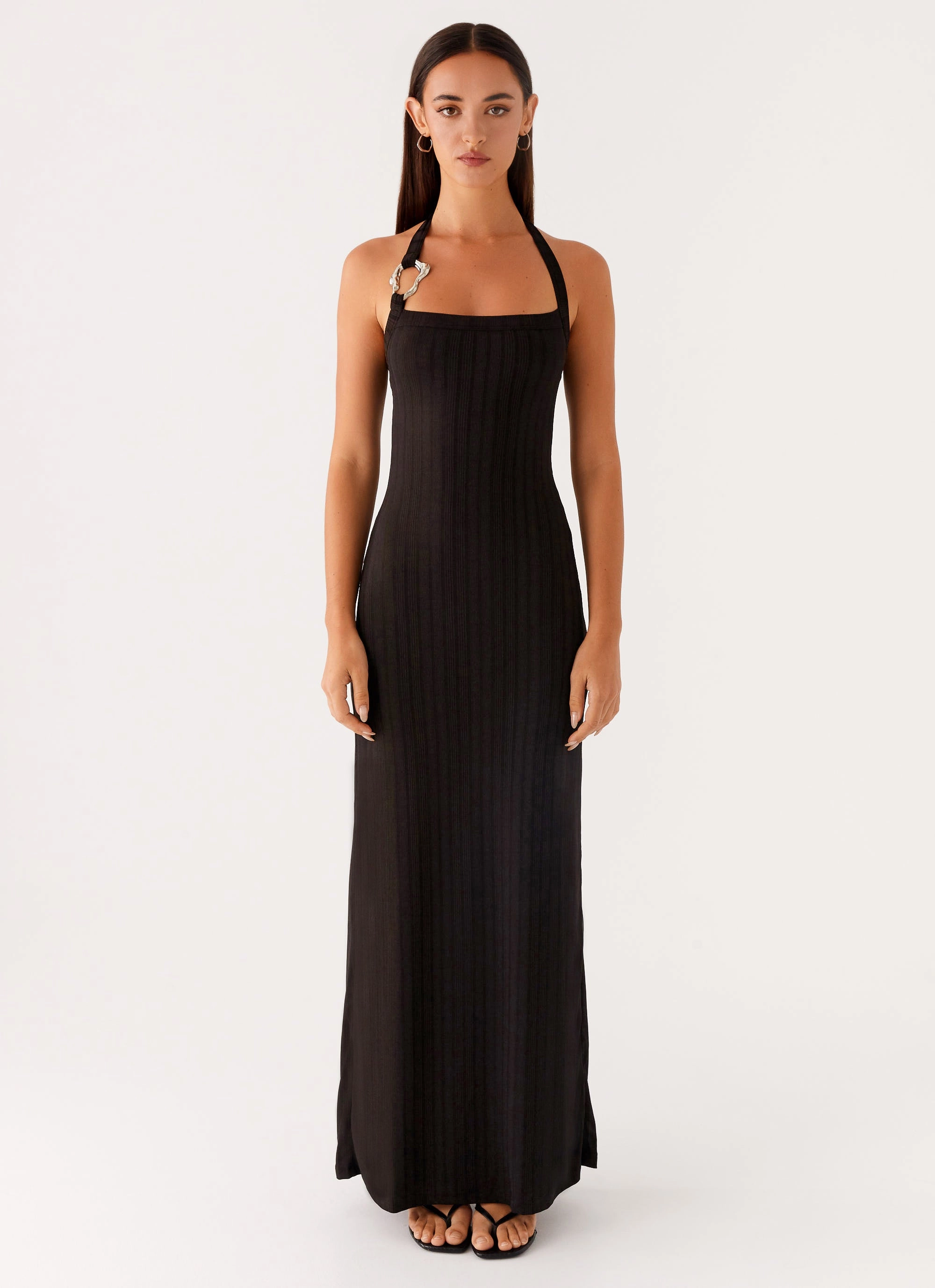 LowProfileZipper Semi Casual Selene Maxi Dress - Black