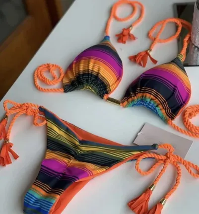 Triangle Leopard Print Thong Bikini Sets