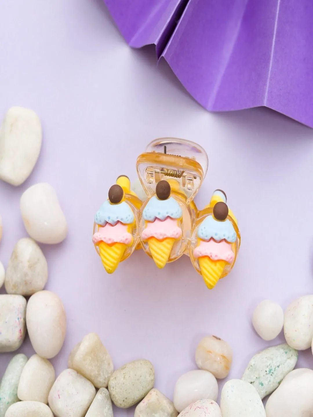 Triple Ice Cream Cone Hair Claw Clip– Yellow