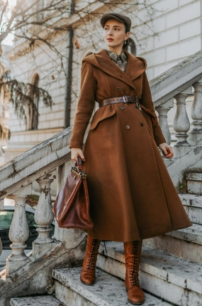 Trista 24 | 100% twill wool hooded coat Matte Finish Youthful Mood Effortless Fit Trista 24 | 100% twill wool hooded coat