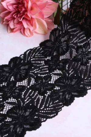 True Black 7.5" Wide Stretch Lace