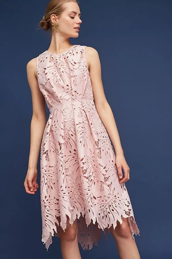 Samantha Dress - Palm Lace in Blush Stylish Touch Casual Core