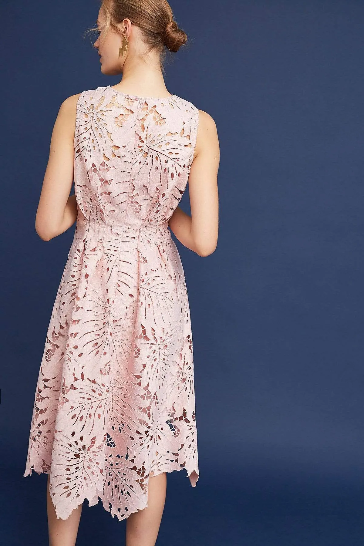 Tactile Feel Work Chic Samantha Dress - Palm Lace in Blush