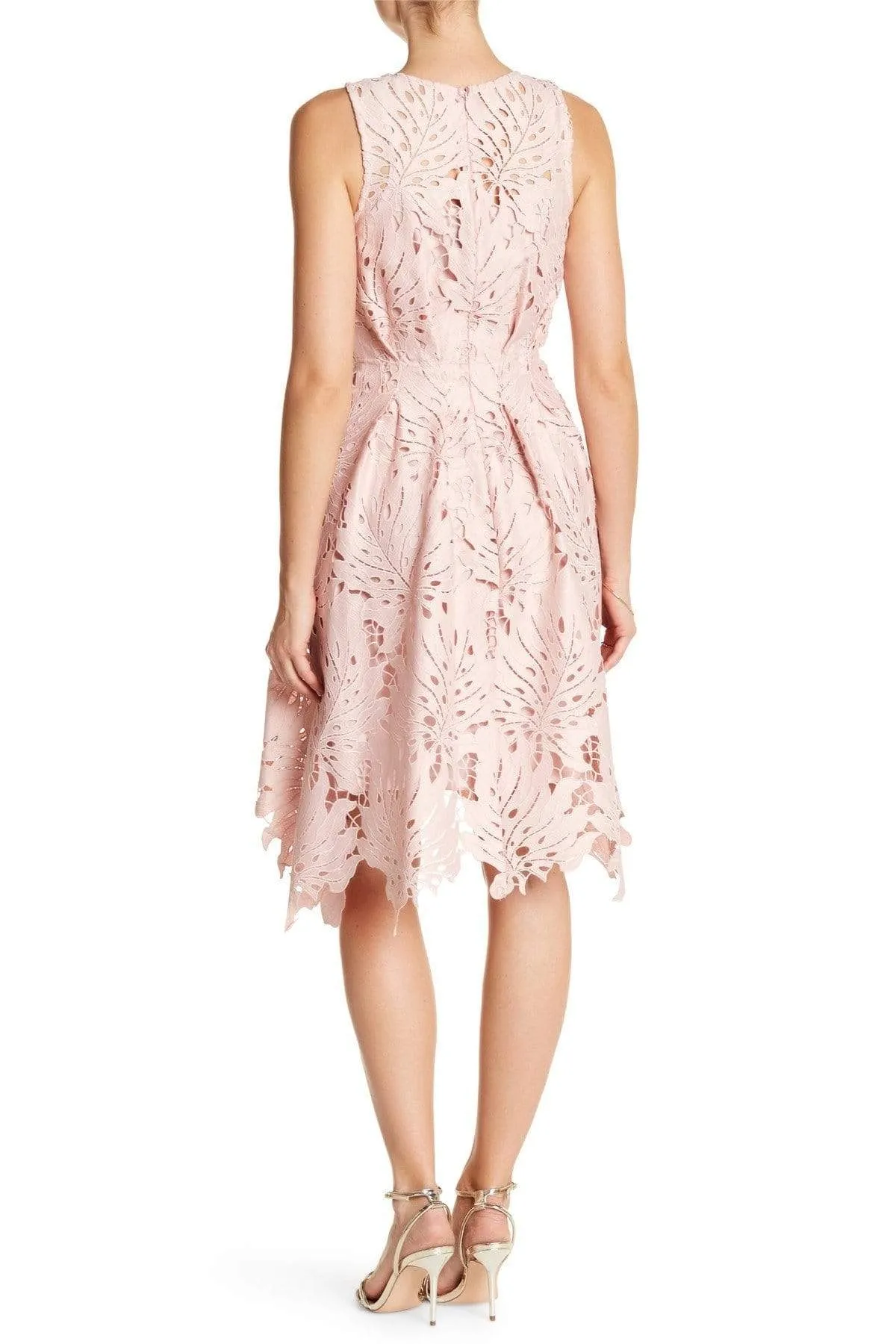 Stylish Vibe Scalloped-Edge Samantha Dress - Palm Lace in Blush