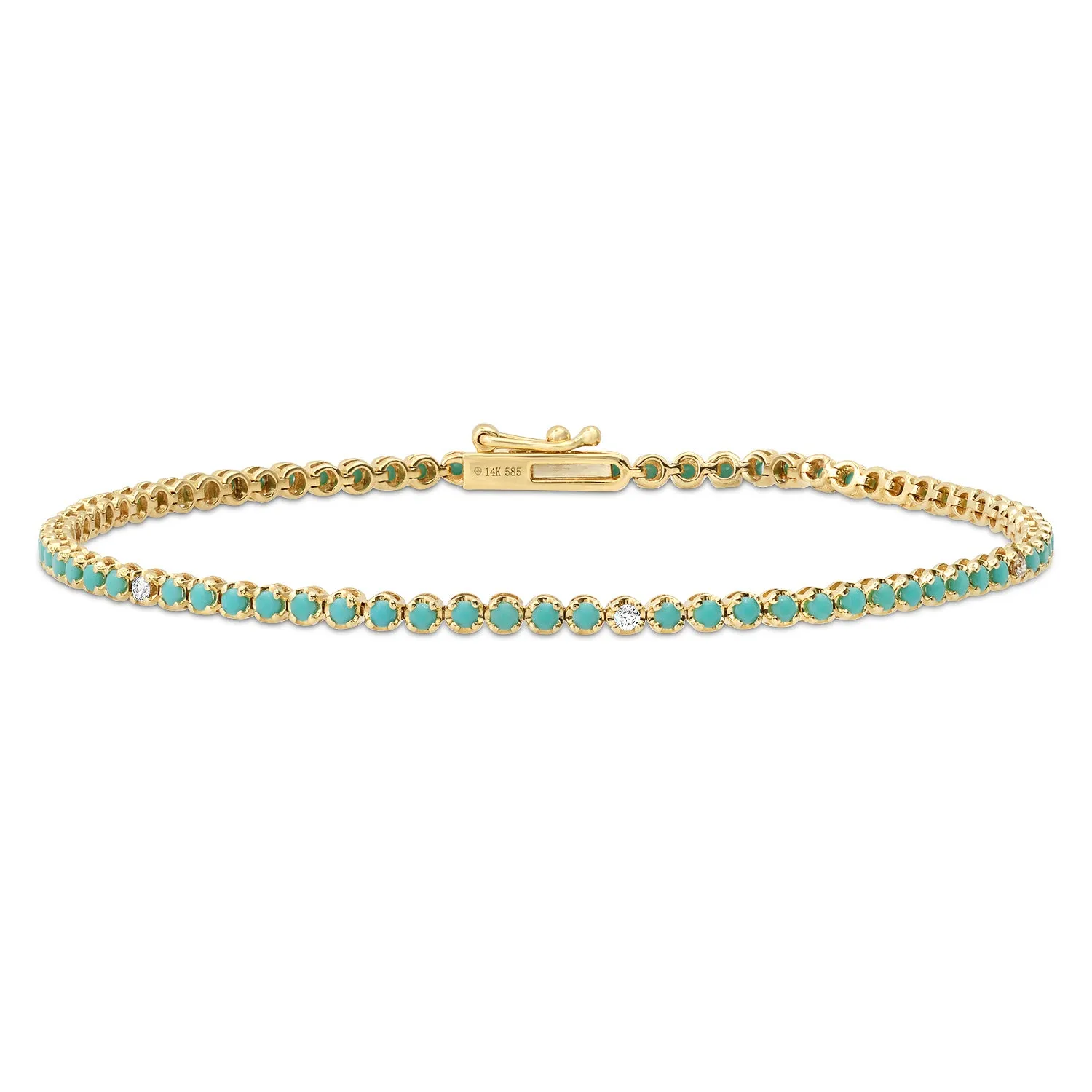 Turquoise & Diamond Tennis Bracelet
