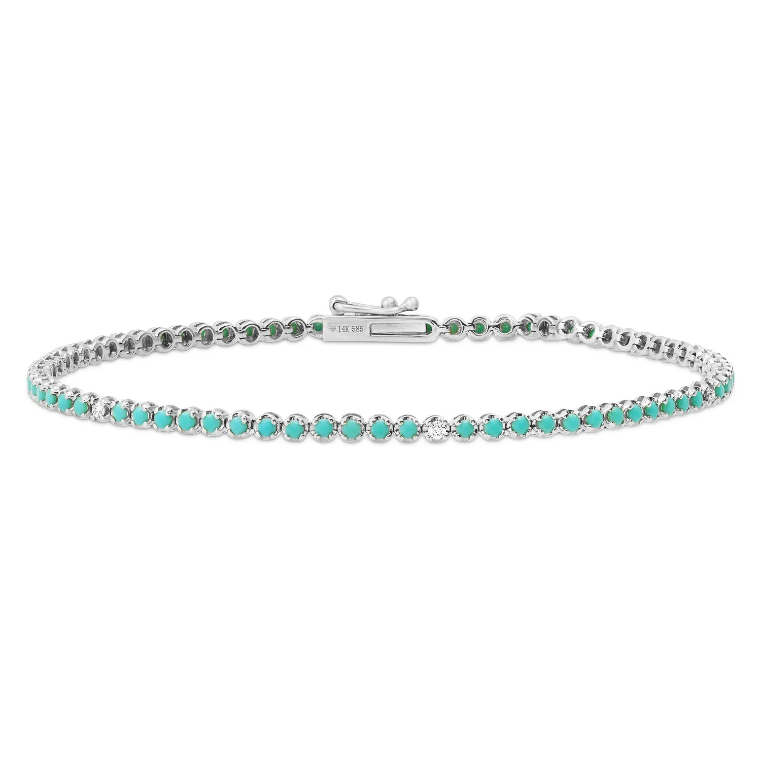 Turquoise & Diamond Tennis Bracelet