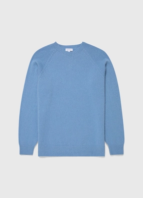 TurtleneckCollar Men's Lambswool Crew Neck Jumper in Cornflower Simple Warmth Men's Lambswool Crew Neck Jumper in Cornflower