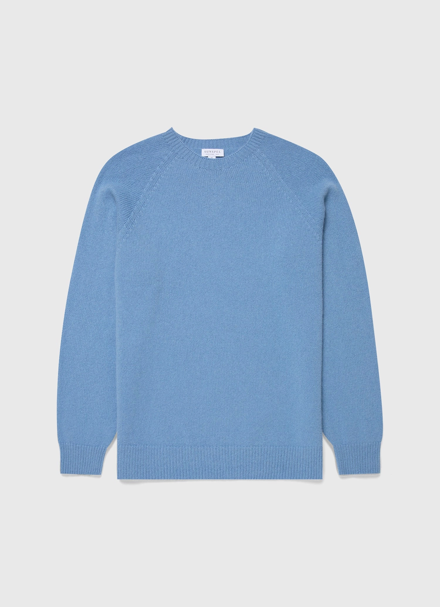 Simple Warmth Men's Lambswool Crew Neck Jumper in Cornflower