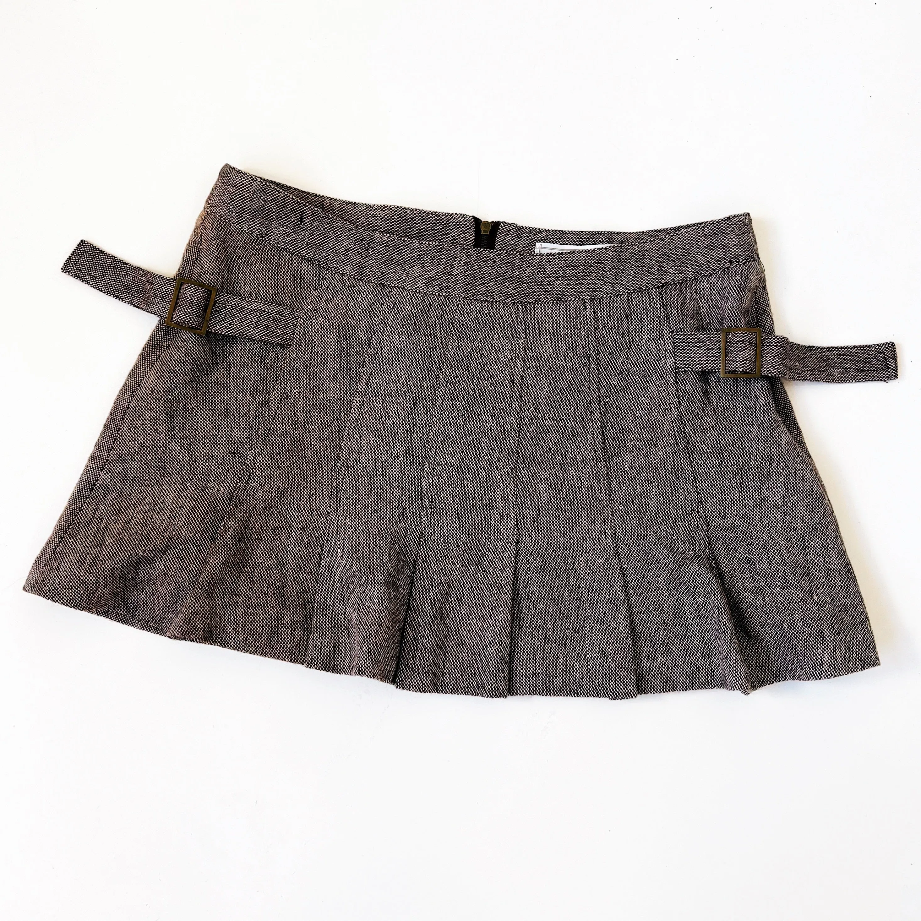Tweed Pleated Mini Skirt