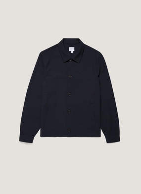 Tweed fabric Men's Seersucker Jacket in Navy Travel Fit Men's Seersucker Jacket in Navy