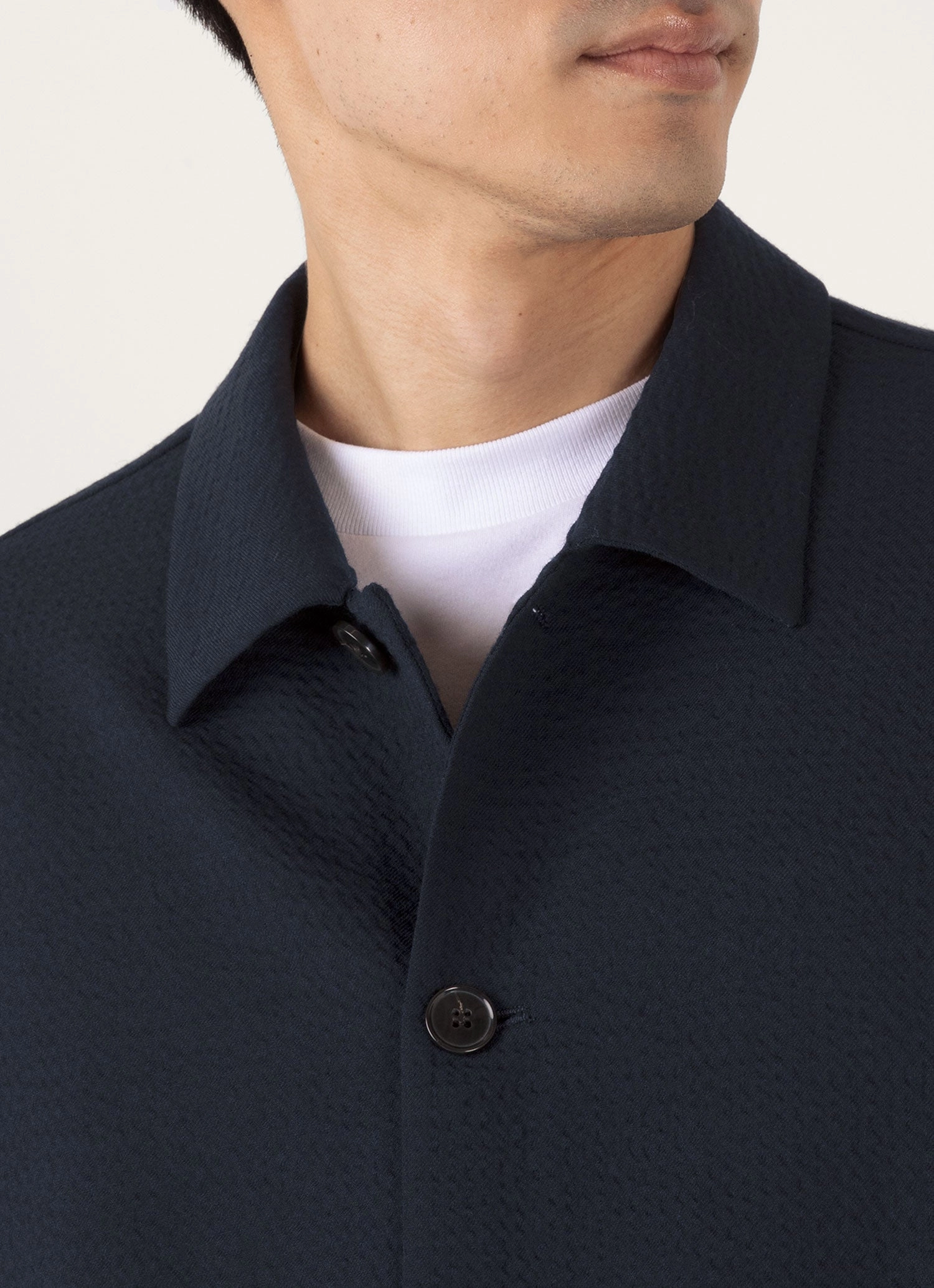 Men's Seersucker Jacket in Navy suitable for mountain hikes