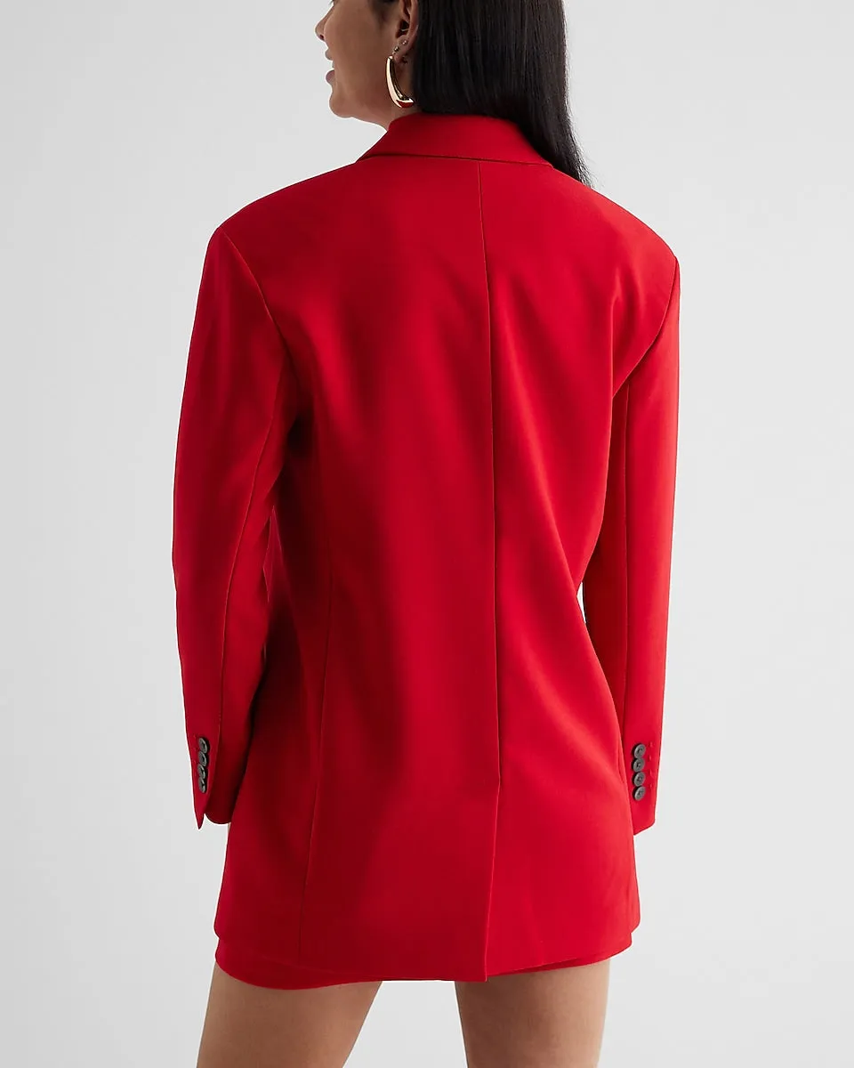 Twill Oversized Boyfriend Blazer in Lipstick Red