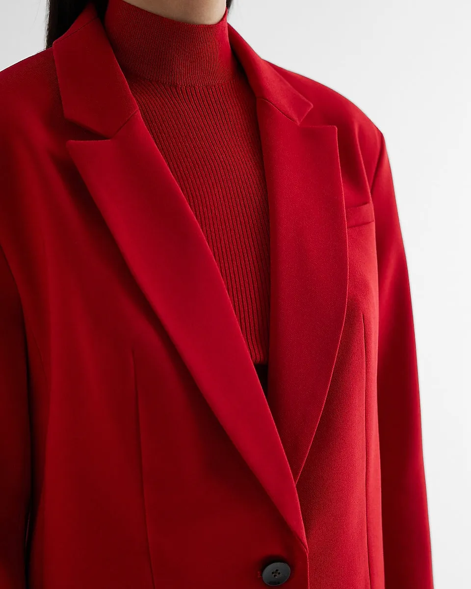 Twill Oversized Boyfriend Blazer in Lipstick Red
