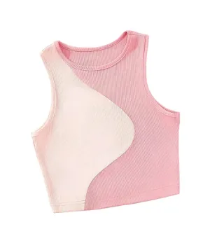Two Tone Ribbed Knit Tank Tops