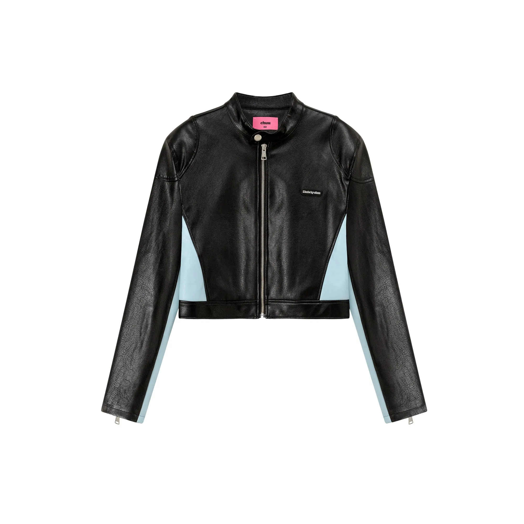 Two Toned Leather Crop Jacket