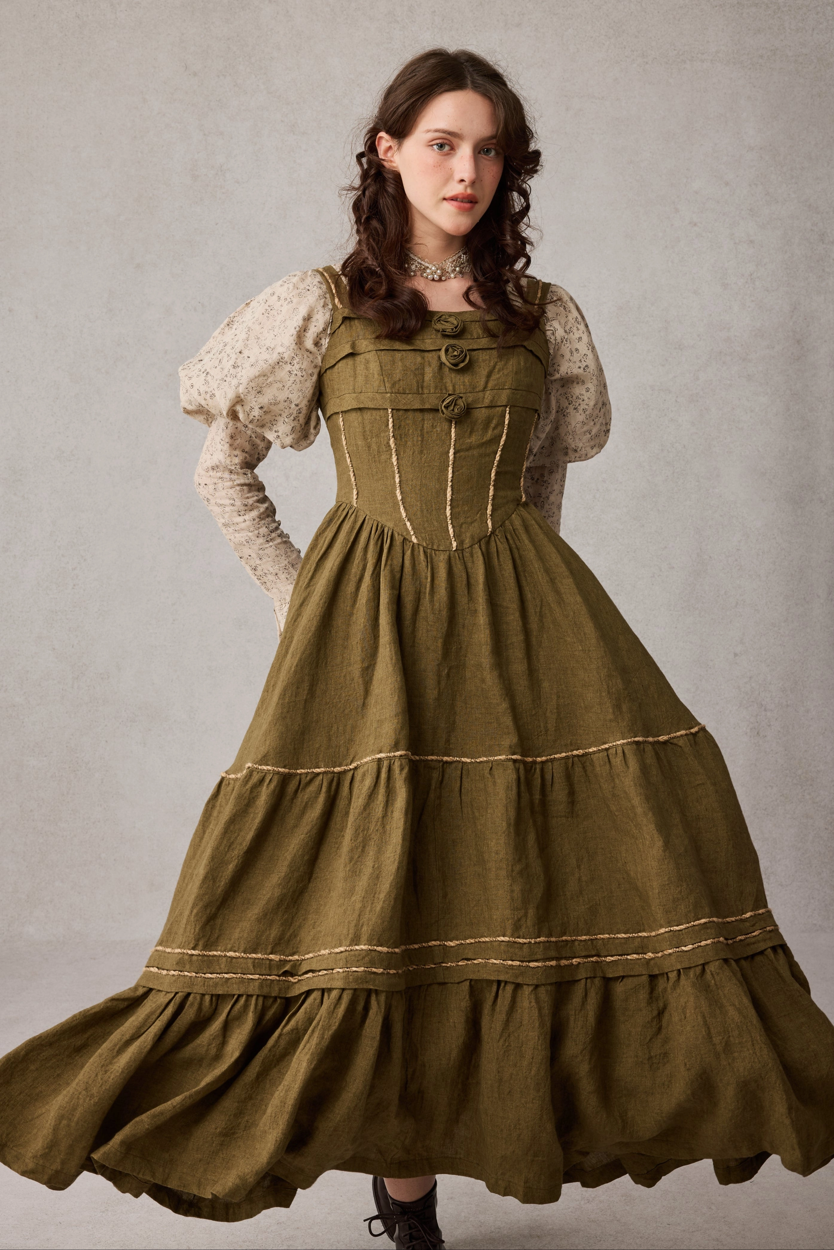 Compression Packability Flat Lock Stitching Magnolia 17 |Linen Corset dress