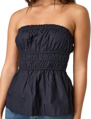 UAURORAO Women Cute Ruched Tube Top Strapless Tiered Smocked Backless Bandeau Top Flared Ruffle Hem Cropped Tank Tops