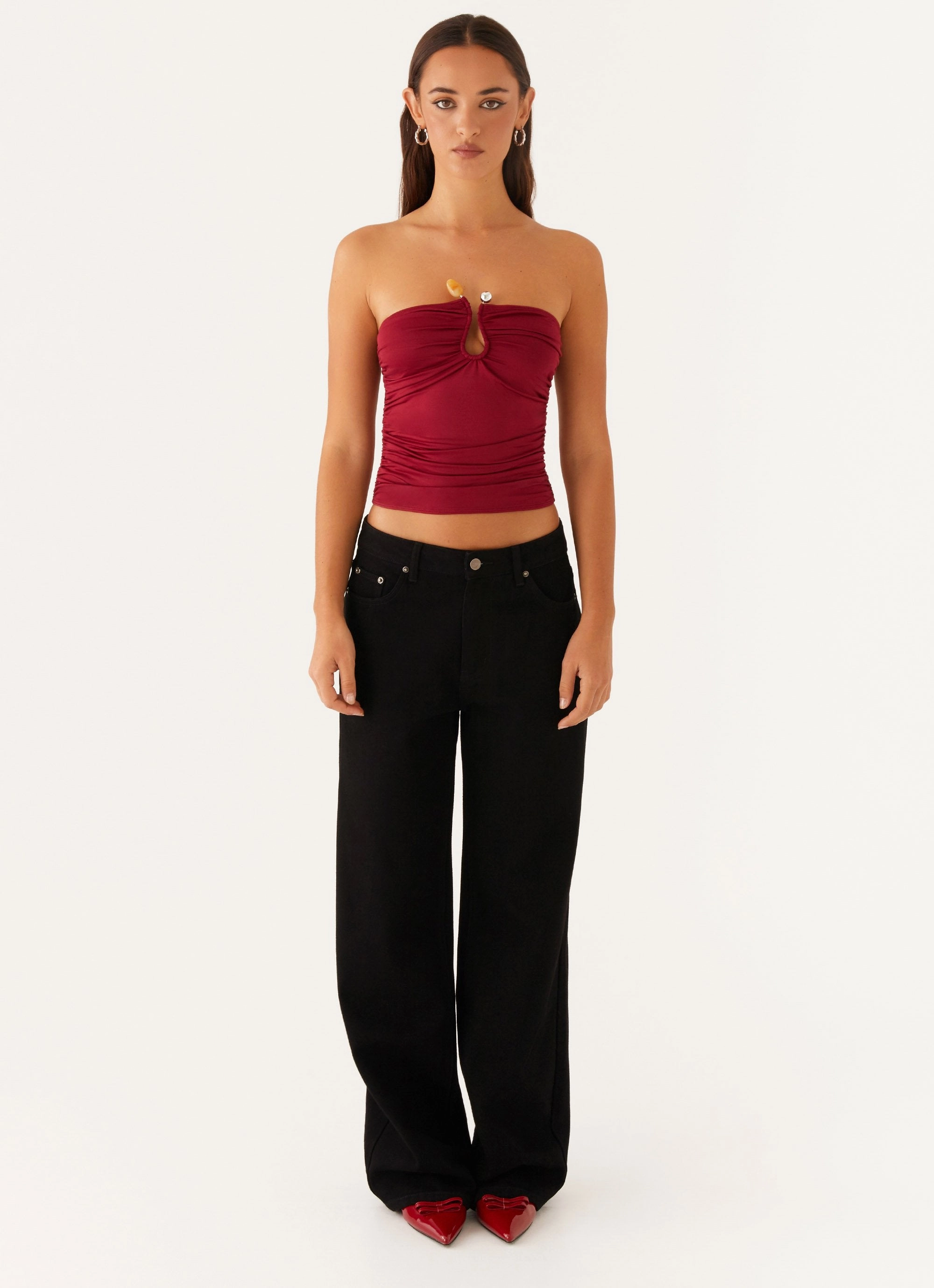 Rudy Tube Top - Maroon TonalStitching