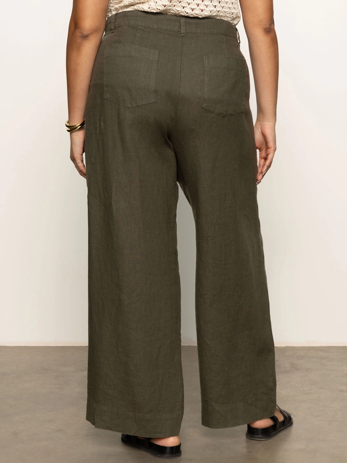 The Linen Marine Wide Leg Semi-High Rise Pant Kalamata Extended Sizing Softened Hem Unrestricted Movement