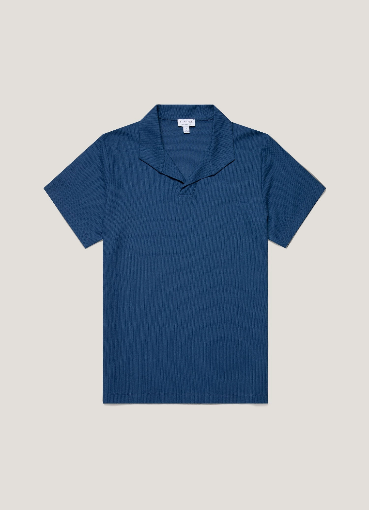 Weekend Ready Minimal Comfort Men's Textured Jersey Polo Shirt in Soft Denim