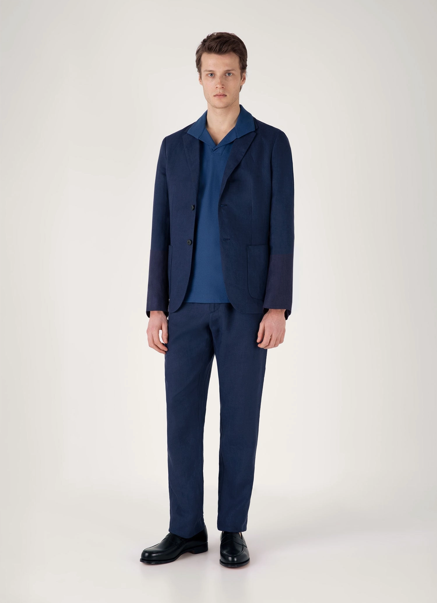 Elegant Wear Men's Textured Jersey Polo Shirt in Soft Denim