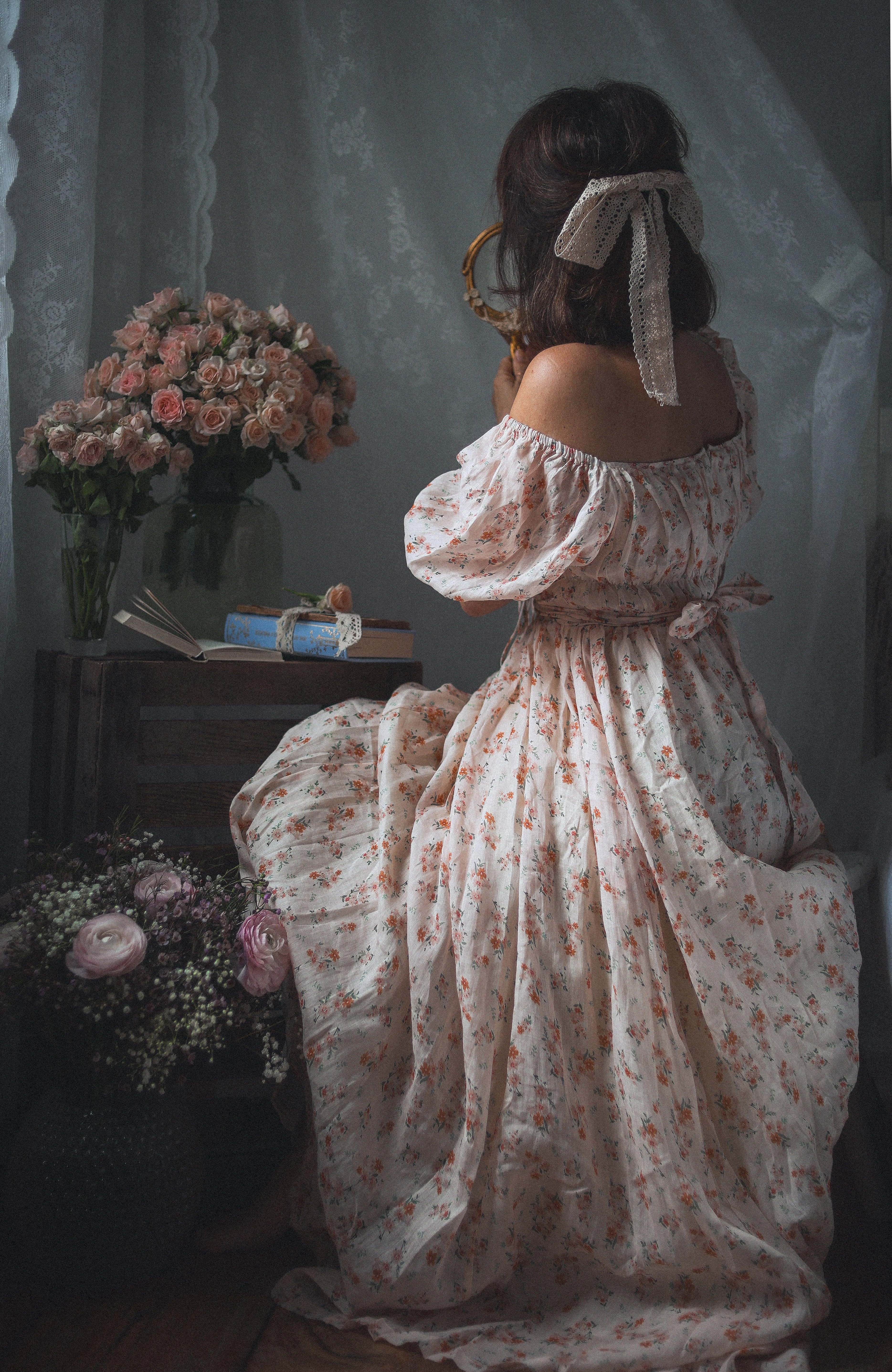 Breathable Membrane Alice 19 | Floral linen dress