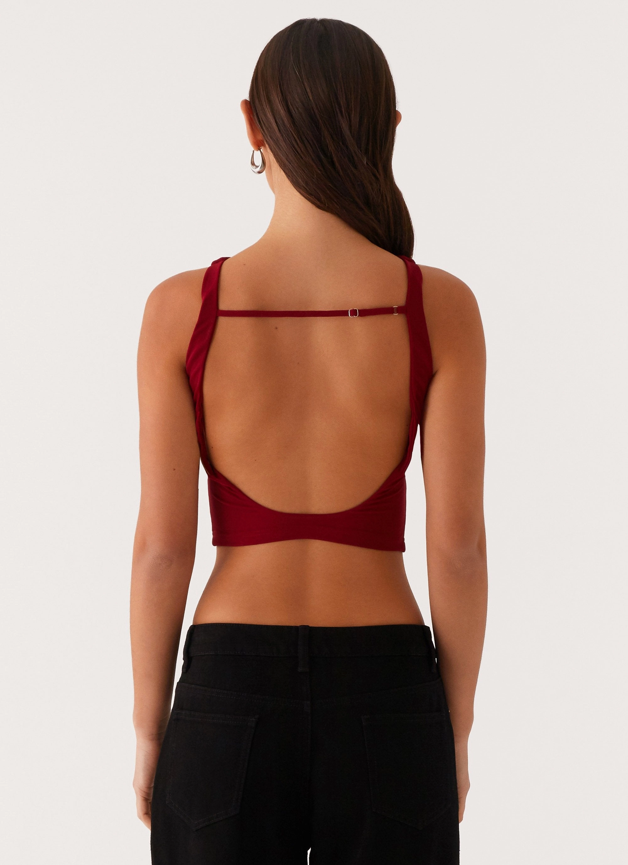 Brae Beaded Mesh Top - Deep Red Classic Hoodie
