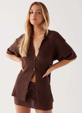UltraSmoothSurface Nylah Oversized Crochet Shirt - Chocolate Nylah Oversized Crochet Shirt - Chocolate Casual dress