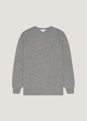 UltraSoft Microfiber Blend Men's Lambswool Crew Neck Jumper in Mid Grey Melange Soft Microfiber Surface Neutral Look Men's Lambswool Crew Neck Jumper in Mid Grey Melange