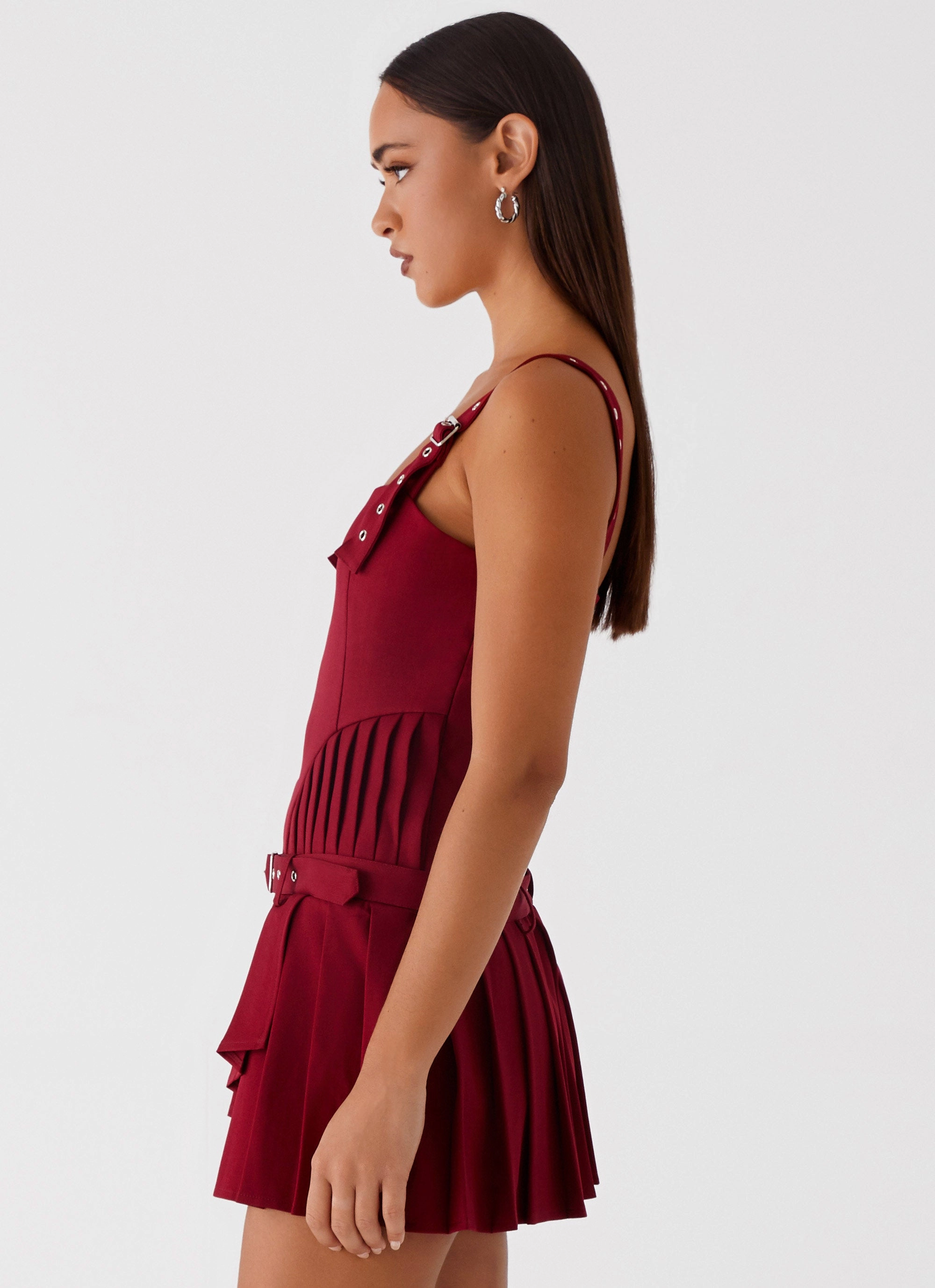 Uma Mini Dress - Cherry Red Bright-Hue Date Nightwear