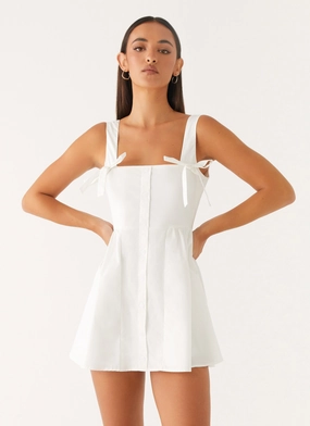 Unconditional Mini Dress - White Ruched-Detail