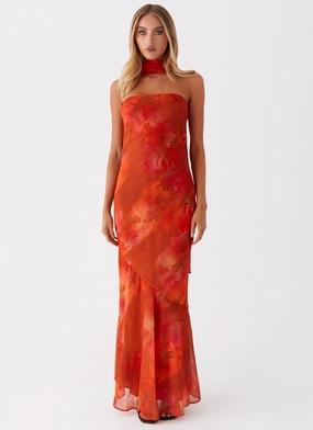Under The Pagoda Maxi Dress - Amber Visible Seam Stretchy Removable Belt Under The Pagoda Maxi Dress - Amber Visible Seam