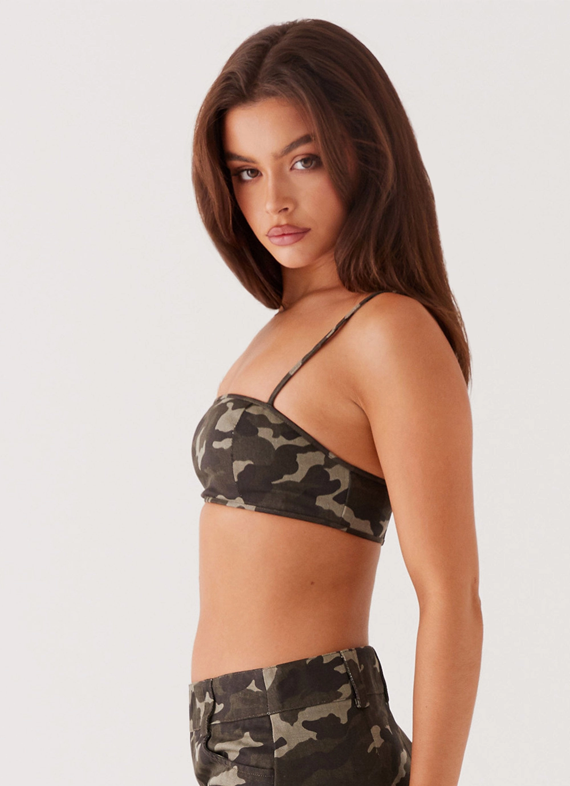 Underground Lust Crop Top - Camo Low Profile Zipper Closure