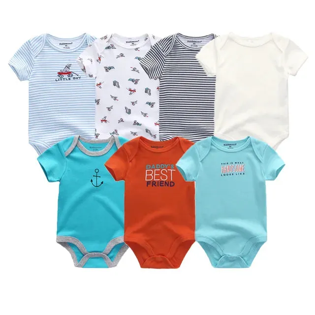 Uniesx Newborn Baby Rompers Clothing 7Pcs/Lot Infant Jumpsuits 100%Cotton Children Roupa De Bebe Girls&Boys Baby Clothes