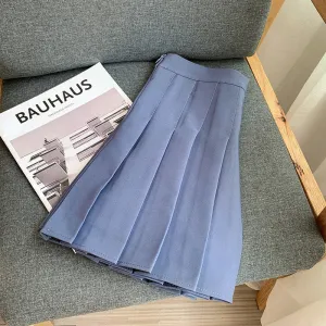 Uniform Short A-line Anti-Wrinkle Solid Colored Pleated Women Plus Size A-Line Japanese Student Anti-Exposed Mid-Length Skirt