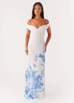 Unique Cut Krissa Maxi Dress - Blue Floral Krissa Maxi Dress - Blue Floral Contemporary Layer
