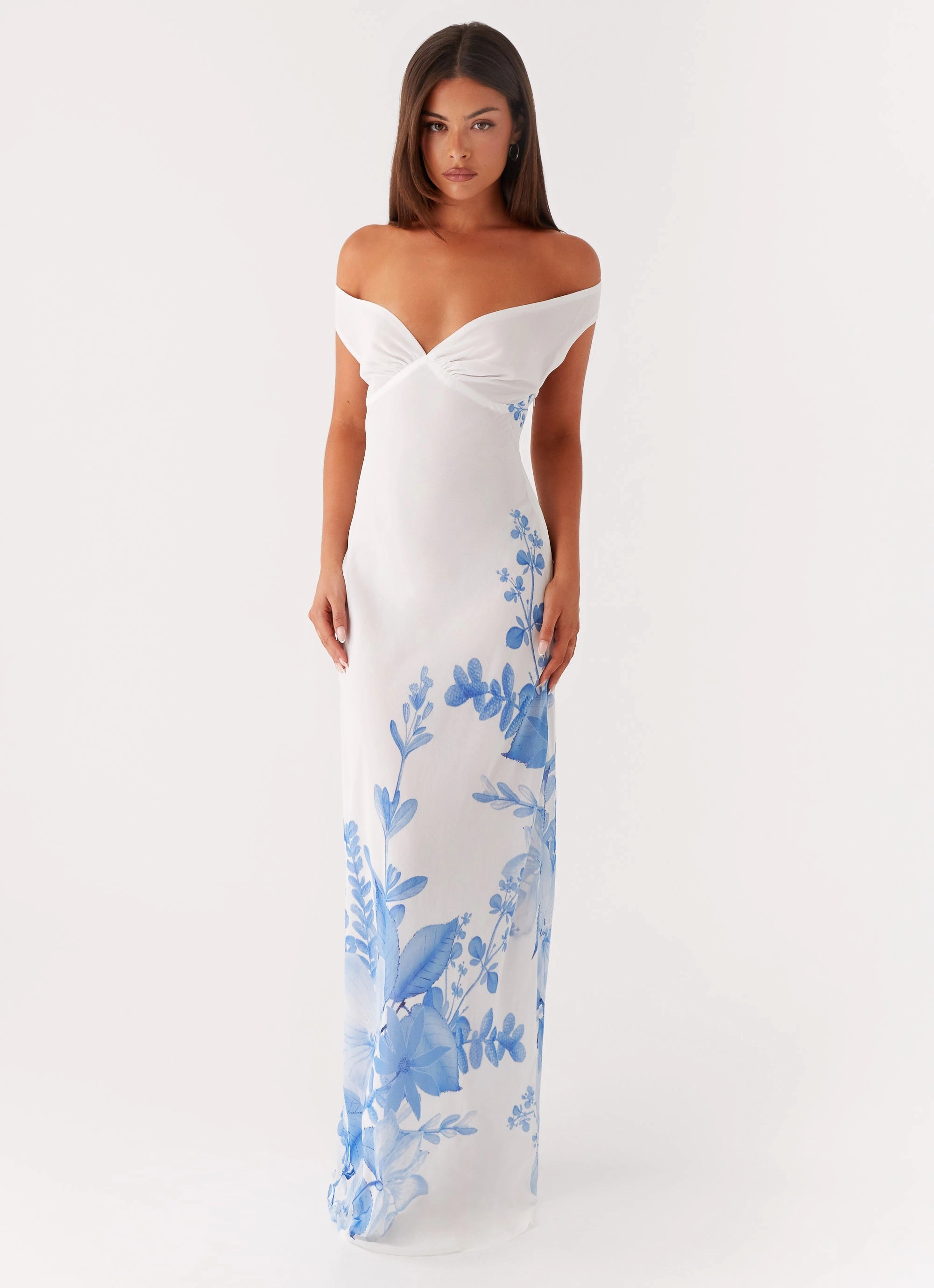 Krissa Maxi Dress - Blue Floral Air Touch Dressy Yet Comfortable