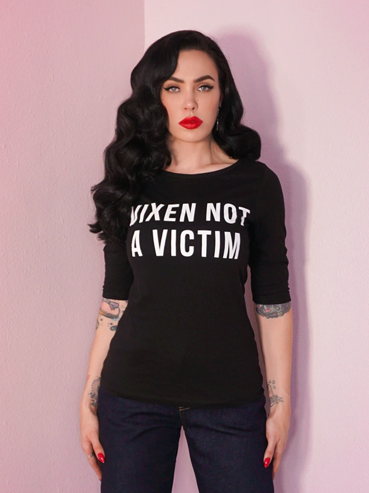 Anti Odor Technology Oeko Tex Certified Vixen Not A Victim T-shirt- Vixen by Micheline Pitt